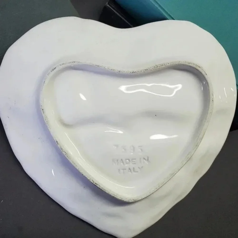 Made in Italy Heart with Holding Hands and Roses Plate